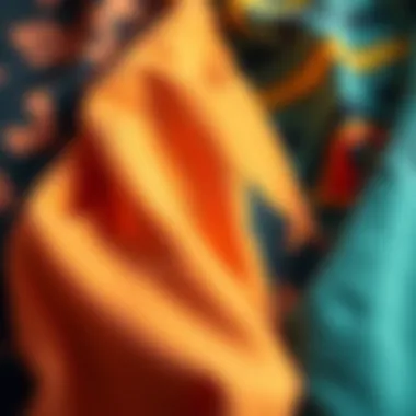 Close-up of fabric textures and patterns for skateboarding attire