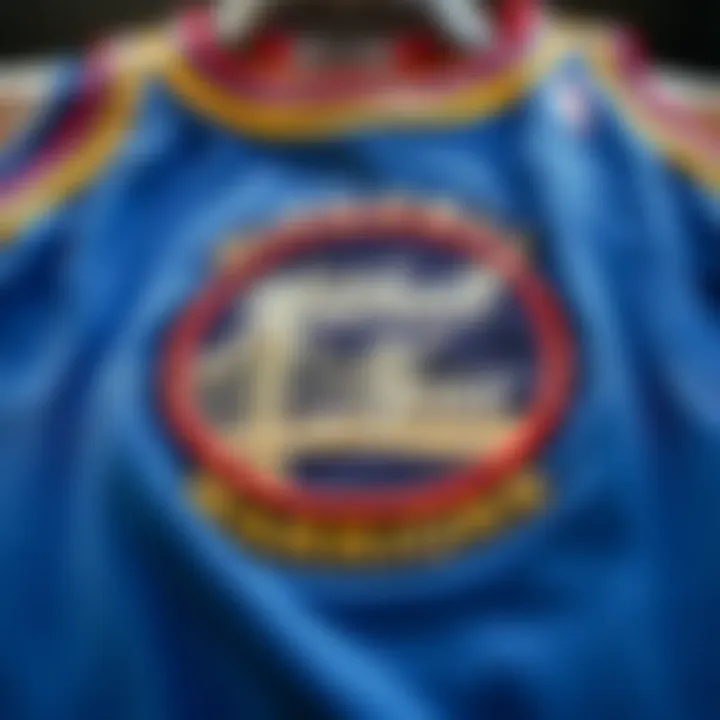 Mitchell and Ness logo on a basketball jersey