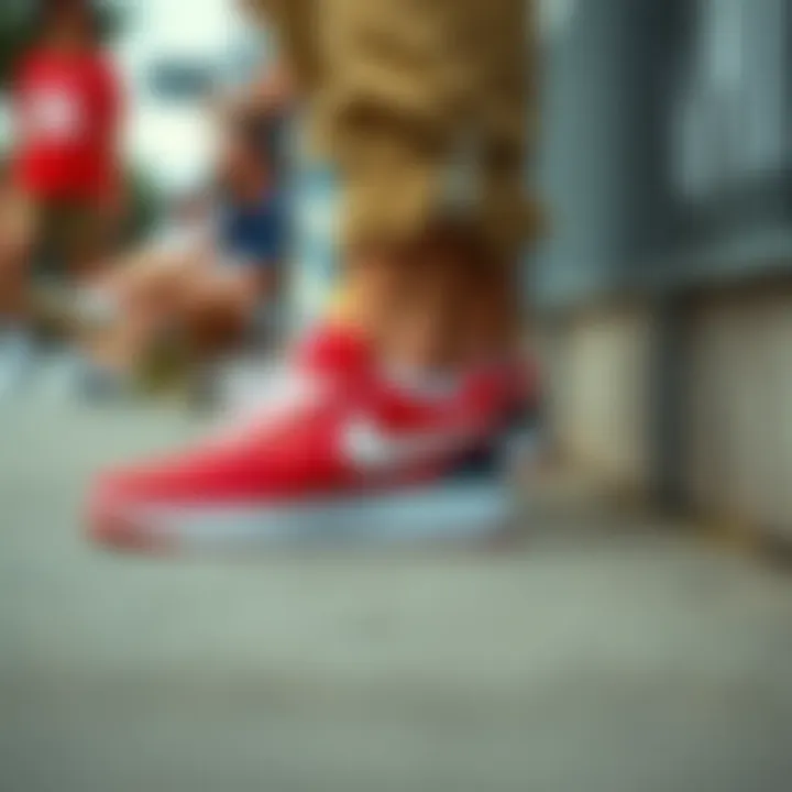 Casual Lifestyle with Nike Asuna Slide Red Lifestyle shot featuring Nike Asuna Slide Red worn casually