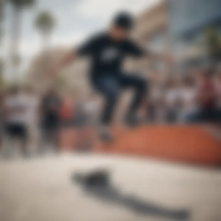 A community event featuring local skaters showcasing their skills at the Nike location.