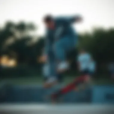 Skateboarder wearing Nike sweatpants in action