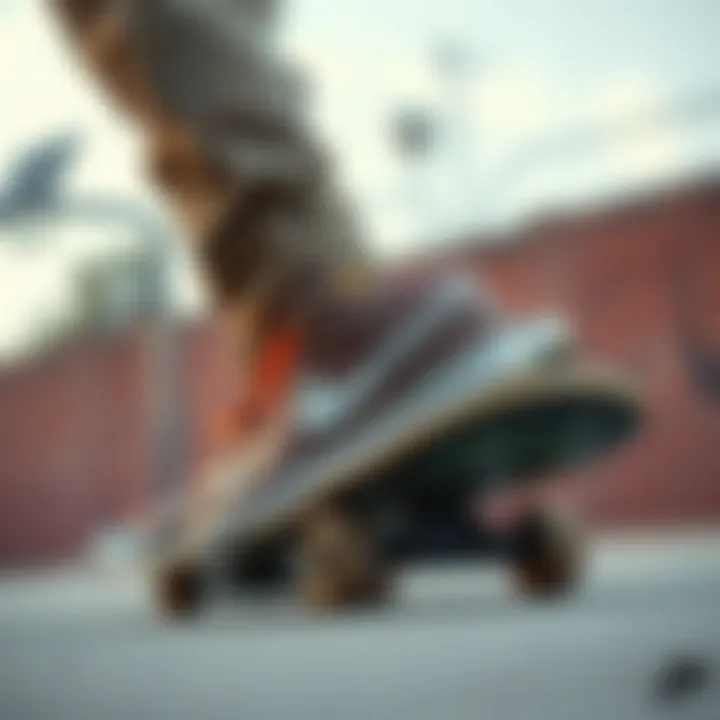 Nike SB Charge Mids in Skateboarding Action Nike SB Charge Mids in action on a skateboard, illustrating their functionality.