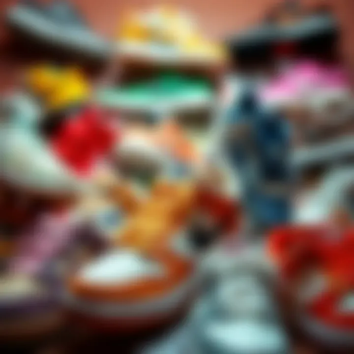 Diverse Nike Shoe Collection A vibrant display of different Nike shoe models showcasing their unique designs and styles.