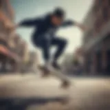 Dynamic skateboarder performing a trick