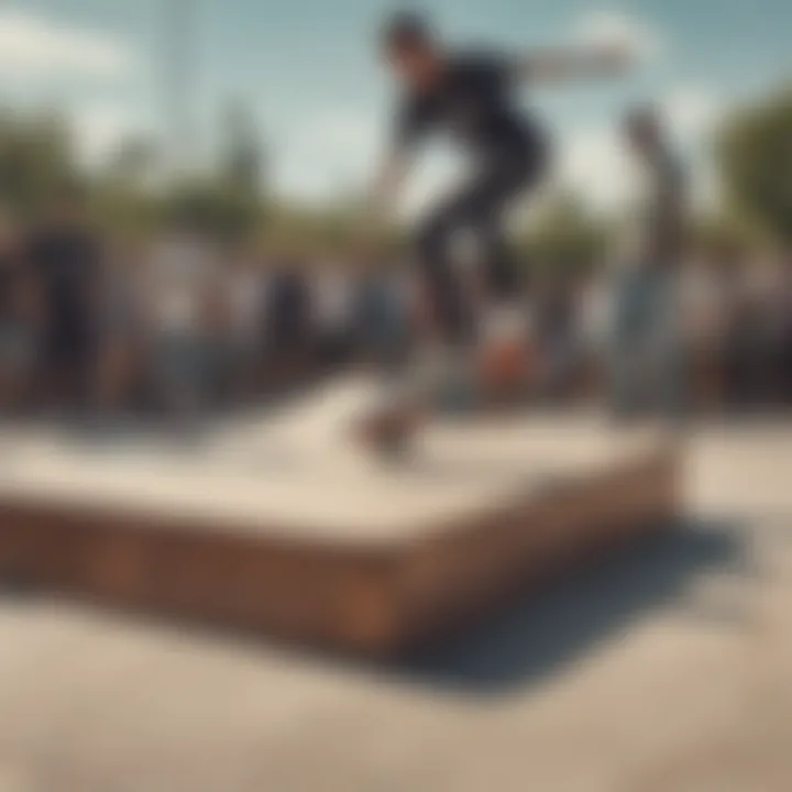 Skateboarders gathered at a popular skate park