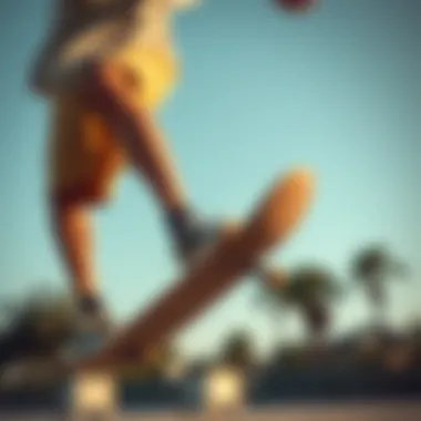 Athlete performing skateboard tricks wearing Nike woven shorts