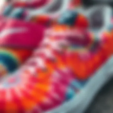Intricate Tie Dye Patterns Close-up of the intricate tie dye patterns on Nike shoes