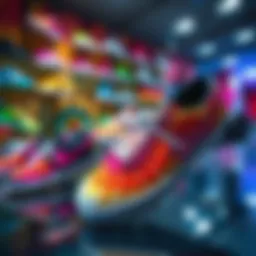 Vibrant display of Nike tie dye shoes showcasing unique patterns