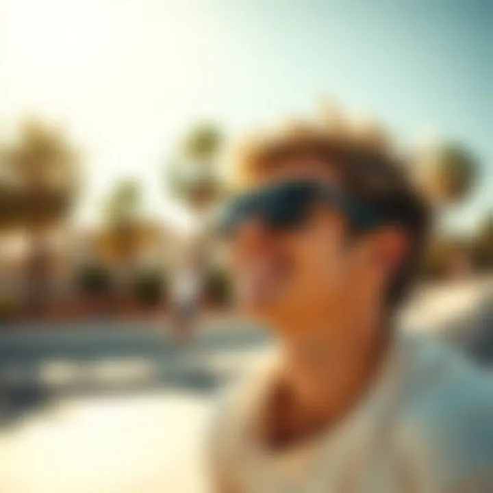 Integration of Oakley Sunglasses in Skate Culture Skateboarder enjoying a sunny day with Oakley sunglasses