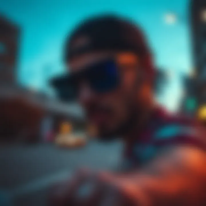 Skateboarding Culture Embodied with Pit Viper Night Shades A skateboarder wearing Pit Viper night shades in an urban setting