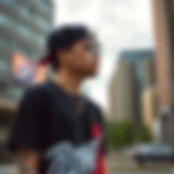 Streetwear Influence in Urban Landscape Post Malone graphic tee in urban setting