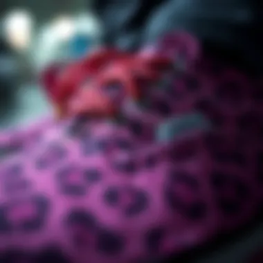 Close-up of the unique Purple Leopard Vans design showcasing its vibrant colors and patterns.