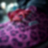 Unique Purple Leopard Vans Design Close-up of the unique Purple Leopard Vans design showcasing its vibrant colors and patterns.