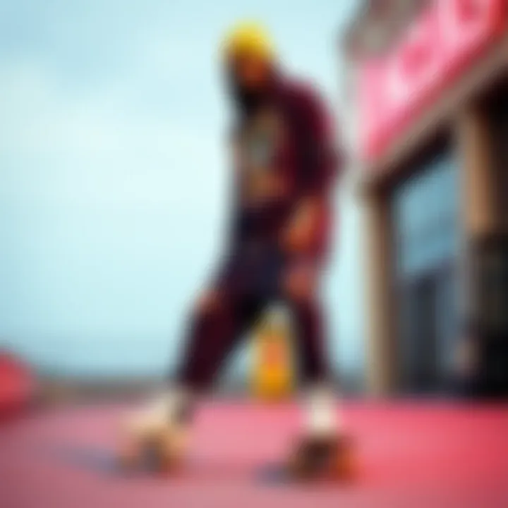 Style Icon: The Impact of Rap Clothing on Skate Culture Fashionable skateboarder posing in iconic rap apparel