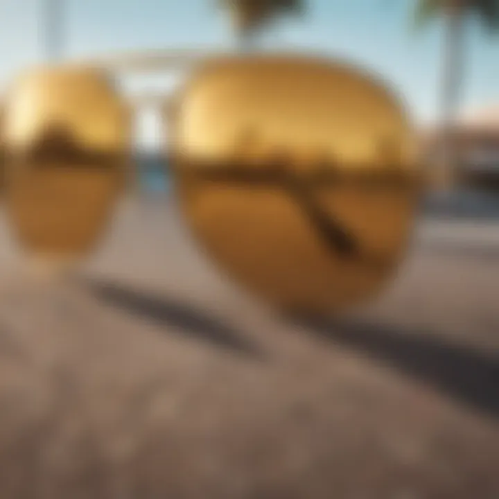 Close-up of the Ray-Ban Caribbean Legend Gold lenses