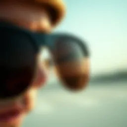 A close-up view of Ray-Ban Wayfarer sunglasses showcasing their iconic design