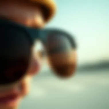 A close-up view of Ray-Ban Wayfarer sunglasses showcasing their iconic design