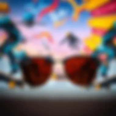 Influence on Skateboarding Culture Ray-Ban Wayfarer sunglasses displayed against a vibrant skateboarding backdrop