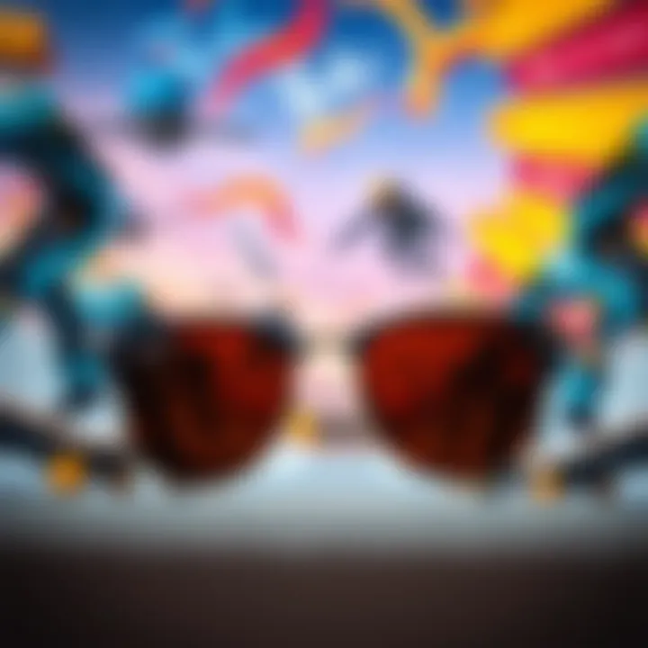 Influence on Skateboarding Culture Ray-Ban Wayfarer sunglasses displayed against a vibrant skateboarding backdrop