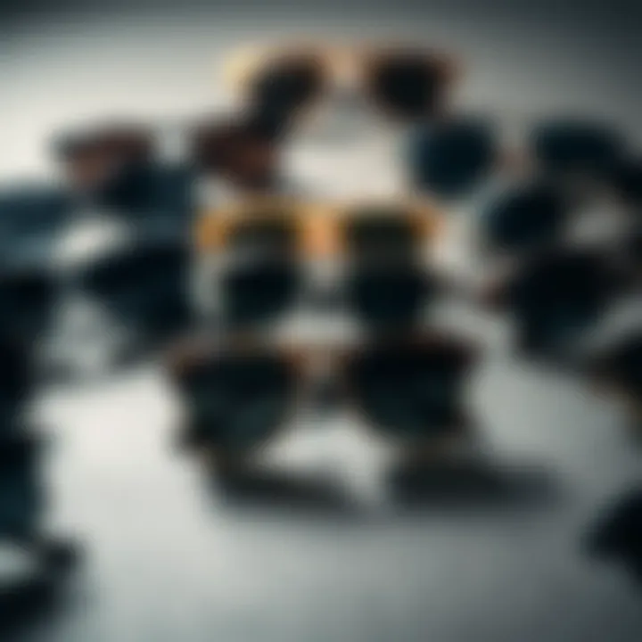 Various Styles of Ray-Ban Wayfarer Sunglasses Different styles of Ray-Ban Wayfarer sunglasses arranged artistically