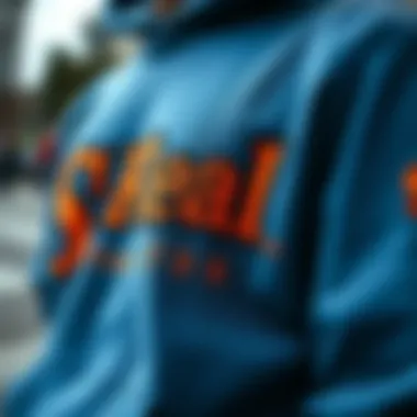 Close-up of the intricate design on a Real Skateboards sweatshirt