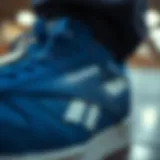 Close-up of the Reebok CL Legacy Blue showcasing its unique design elements