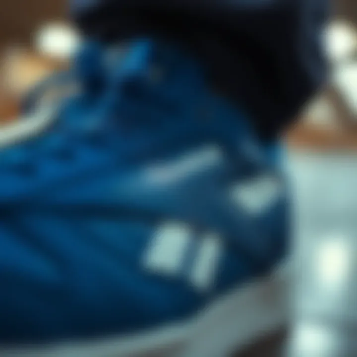 Design Elements of the Reebok CL Legacy Blue Close-up of the Reebok CL Legacy Blue showcasing its unique design elements