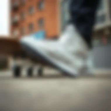 Cultural Relevance in Skateboarding with Reebok Freestyle Hi Reebok Freestyle Hi in an urban skateboarding setting