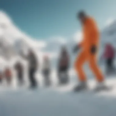 Group of snowboarders enjoying a day on the slopes