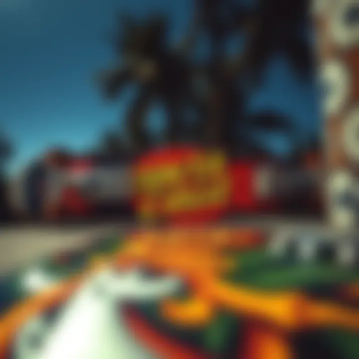 Iconic Vintage Artwork of Santa Cruz Skateboard A vintage Santa Cruz skateboard showcasing iconic artwork