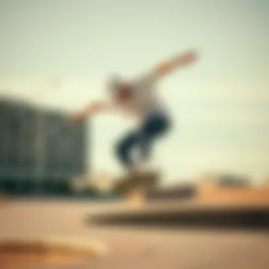 Skateboarder showcasing a 3XL long t-shirt while performing a trick.