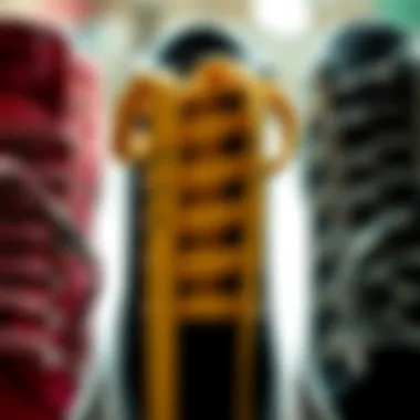 Variations in Shoelace Lengths Different lengths of shoelaces displayed side by side