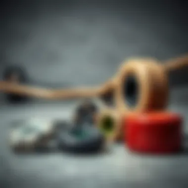 Variety of Materials for Wheel Covers Comparison of different materials used for skateboard wheel covers on a flat surface