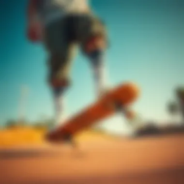 A skateboarder showcasing unique mismatched socks while performing a trick