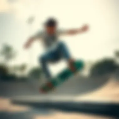 Skateboarder Performing Tricks on Sector 9 Skateboarder performing tricks on a Sector 9 board in a skate park