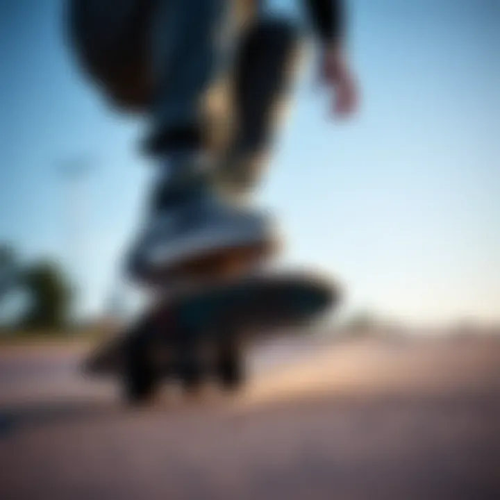 Tricks with Stylish Wheel Covers Skateboarder performing tricks with stylish wheel covers enhancing the overall appearance