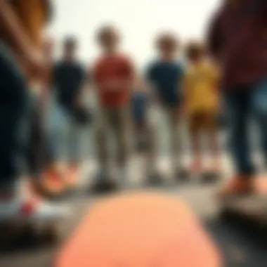 Group of Skateboarders Showcasing Their Style Group of skateboarders showcasing their style with flip flops