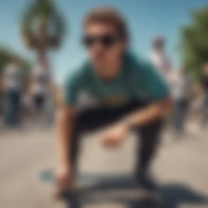 Group of skateboarders showcasing their style with sunglasses