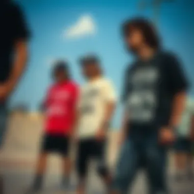 Skateboarders in System of a Down Shirts A group of skateboarders wearing System of a Down shirts.