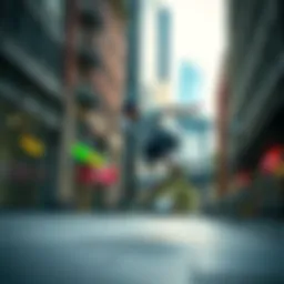 Skateboarder performing tricks in an urban setting
