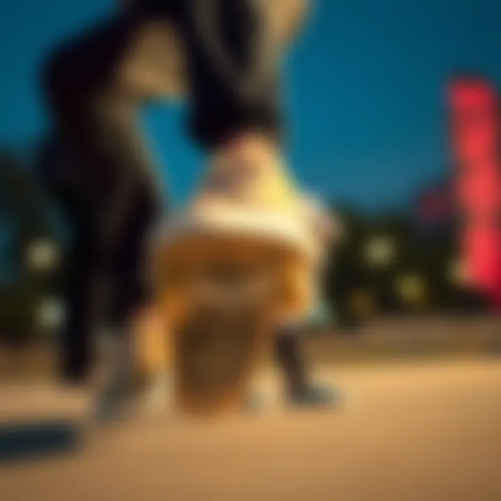 Skater performing a trick wearing low skate shoes