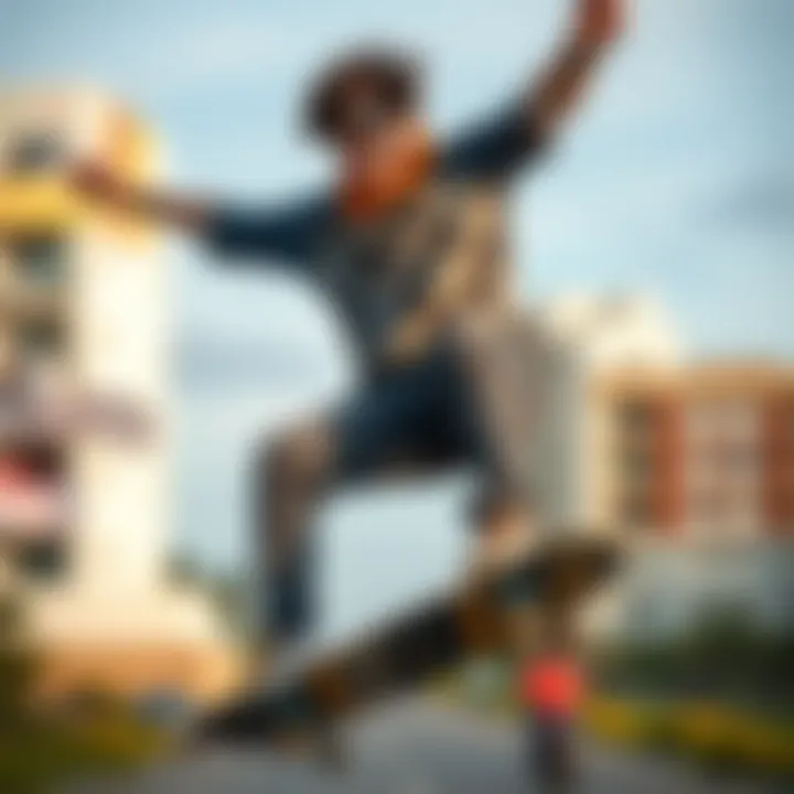 Trick Performance in Apparel A skater performing tricks, highlighting the synergy between clothing and movement.