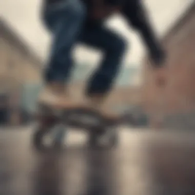 A skateboarder checking the fit of their protective gear