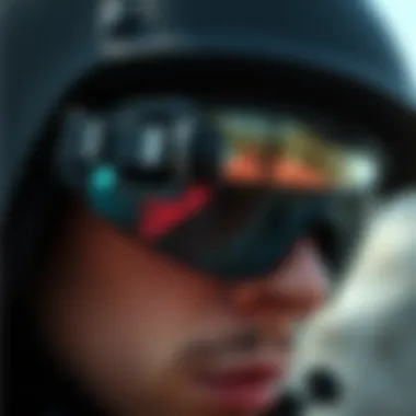 Sleek Design and Functionality Close-up of sleek spy helm glasses designed for skateboarders