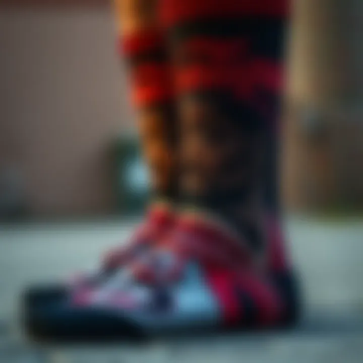 Close-up of the unique design elements of Stance Tupac socks