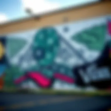Mural of Bandanna and Vans Influence A creative street art mural that combines elements of bandanna designs and Vans branding, reflecting their influence on urban culture.