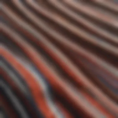 Close-up of fabric texture and pattern of striped chinos