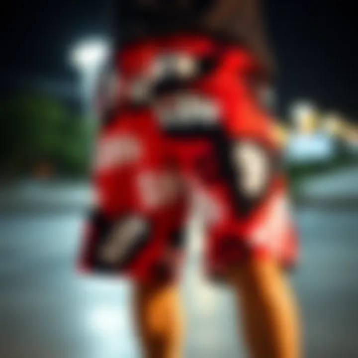 Graphic shorts featuring a bold print suitable for skateboarding