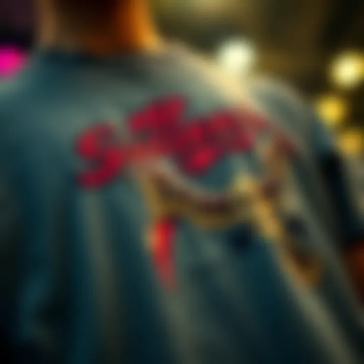 Intricate Graphic Designs on Sullen Tees A close-up of a sullen tee featuring intricate graphic designs.