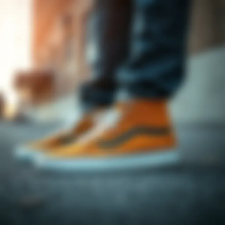 The versatility of Tan Hi Top Vans displayed in urban fashion settings